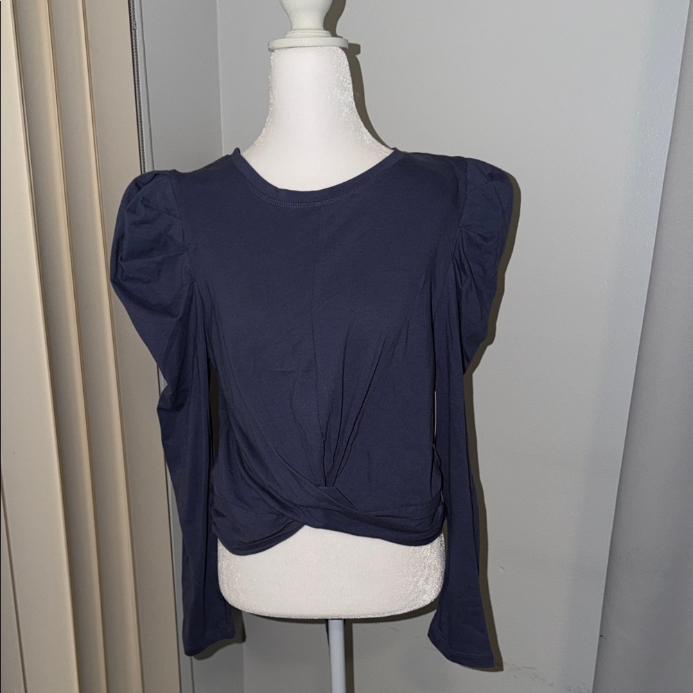 NWT Open Edit Blue Long Sleeve Crop Top